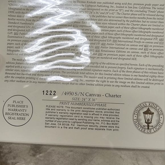 STUNNING THOMAS KINKADE CARMEL SUNSET on the ocean painting - Picture 14 of 16